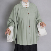 露稀 明制方领半袖 短衫 漫春雪汉服 天丝亚麻日常通勤春秋 男女