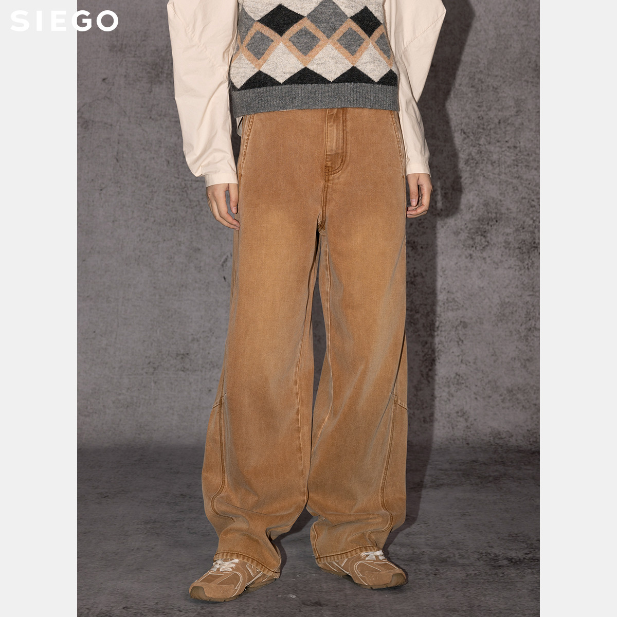 Siego西蔻日常出行复古酸洗牛仔阔腿裤64521203