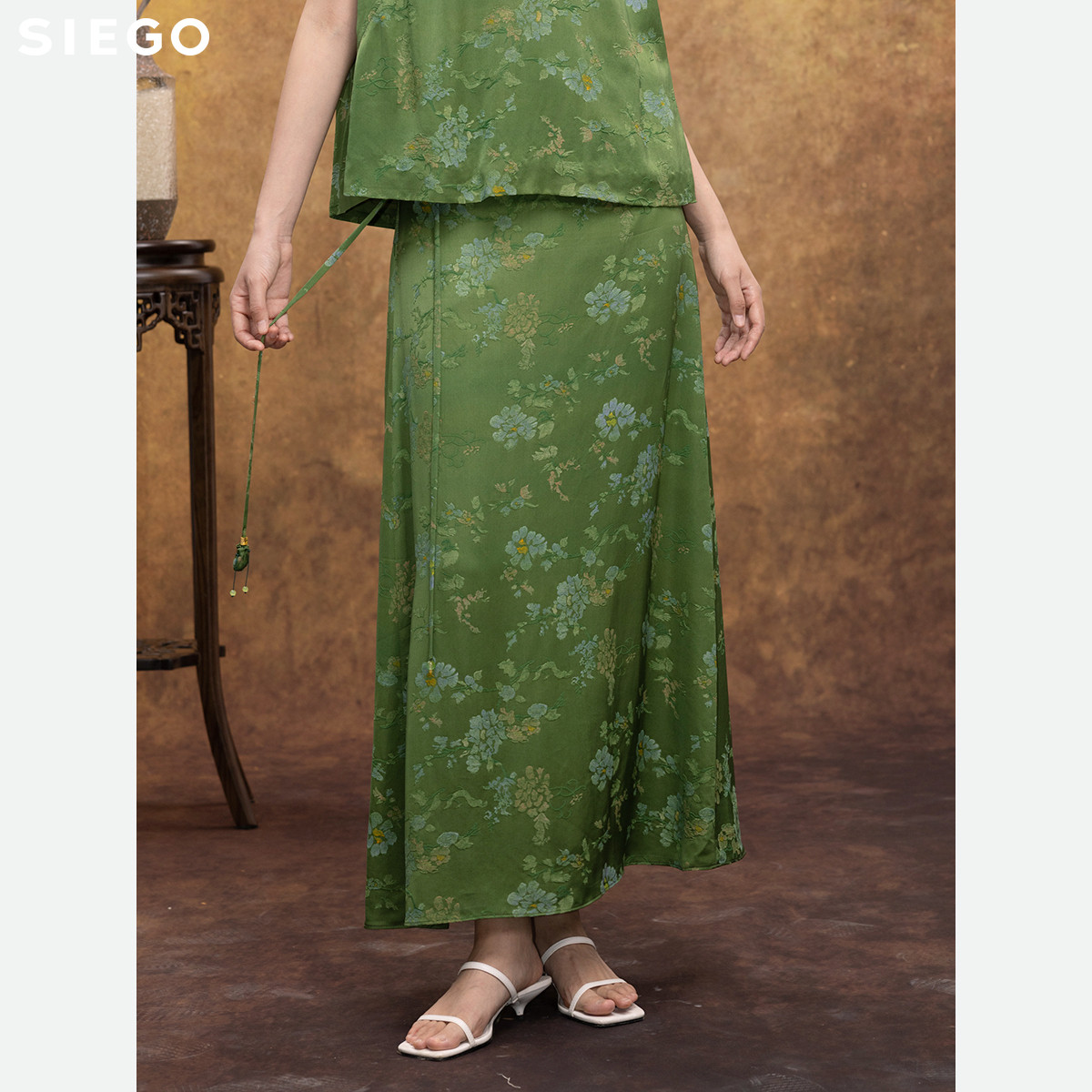 Siego西蔻宽松舒适彩绘印花新中式半裙64522609
