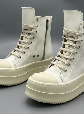 Rick RO鞋厚底鞋高帮鞋全白全黑色松糕鞋暗黑先锋高街头男女潮鞋