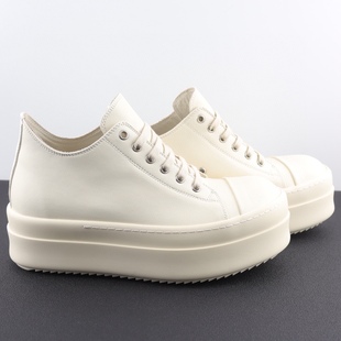 百搭增高男女鞋 Rick 时尚 全白低帮皮面暗黑先锋设计师款 RO厚底鞋