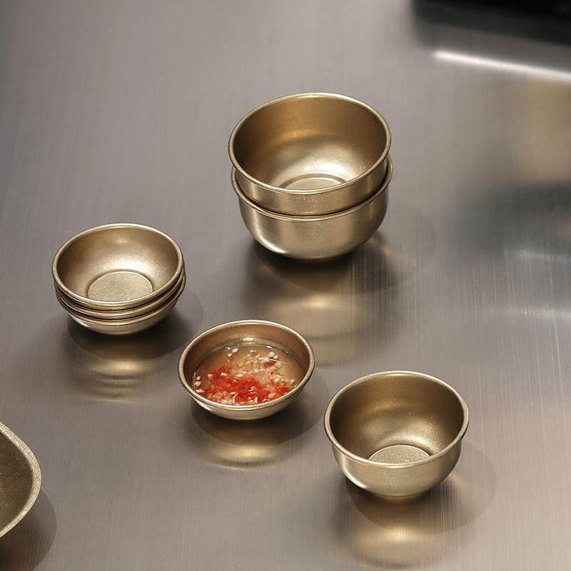美式复古餐具金色不锈钢西餐汉堡薯条酱料碟味碟韩式小菜碗调料碗