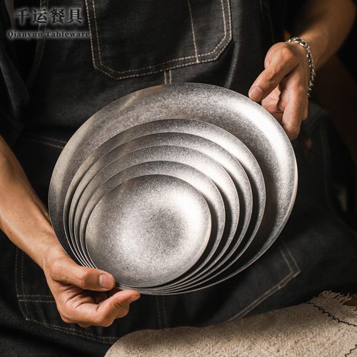 美式复古盘不锈钢盘餐具
