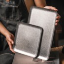 美式 复古餐具工业风不锈钢汉堡托盘餐盘薯条咖啡西餐餐盘定制商用