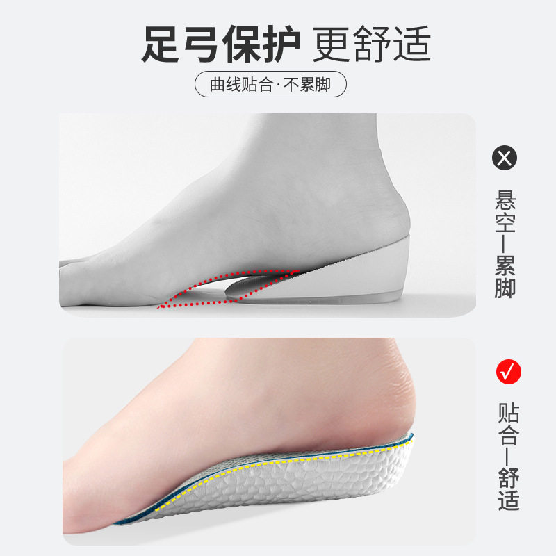 TONG JINCHENG의 남성용 신장 깔창 반 패드 눈에 띄지 않고 발이 피곤하지 않은 작은 남자의 유물 마틴 부츠 여성용 내부 신장 깔창