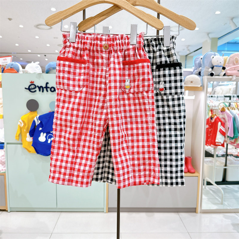 miffy米菲兔韩国童装专柜代购2024夏款1儿童格纹清爽百搭长裤4102