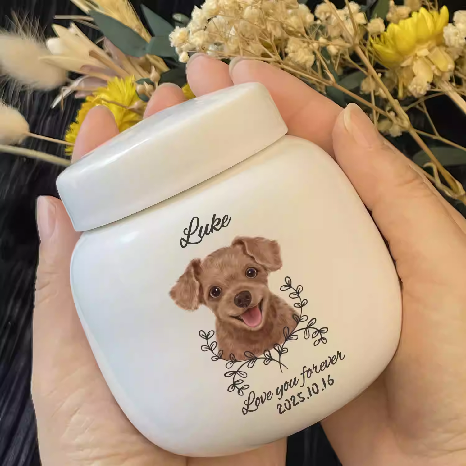 宠物制灰骨盒小狗骨罐猫咪灰骨罐陶瓷宠物离世纪念罐硅胶盖密封