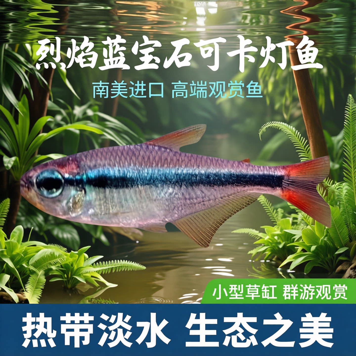 烈焰蓝宝石可卡灯鱼热带淡水观赏鱼南美进口高端灯鱼小型草缸群游