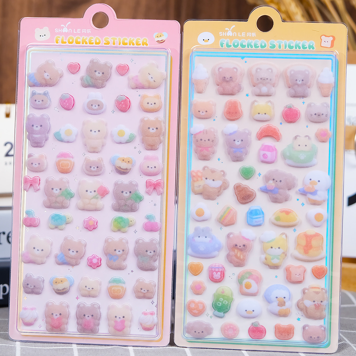 小鼻嘎可爱动物植绒毛毡布立体3d浮雕贴纸儿童女孩手机装饰粘贴画