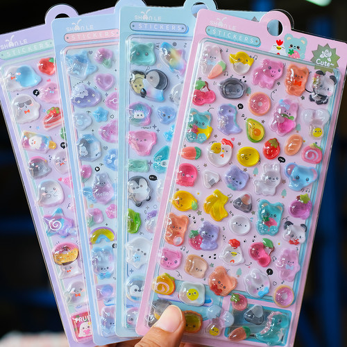 高颜值可爱动物3D立体浮雕贴纸