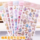 Японская мультяшная трехмерная акриловая детская наклейка, мобильный телефон, наклейки, 3D, с драгоценным камнем