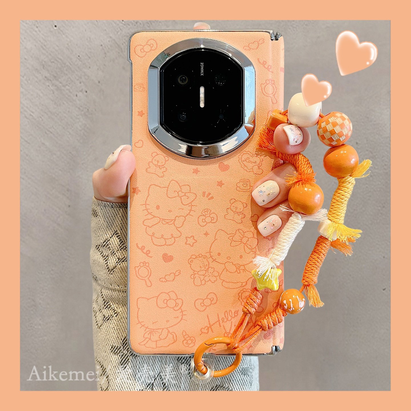 适用华为mateX7折叠屏手机壳韩系可爱卡通橙色线条kt猫小熊MateX6典藏版腕带挂绳matex5X3中轴翻盖防摔男女款,3C数码配件,手机保护套/壳,淘宝优惠券,粉丝福利购,淘宝优惠卷