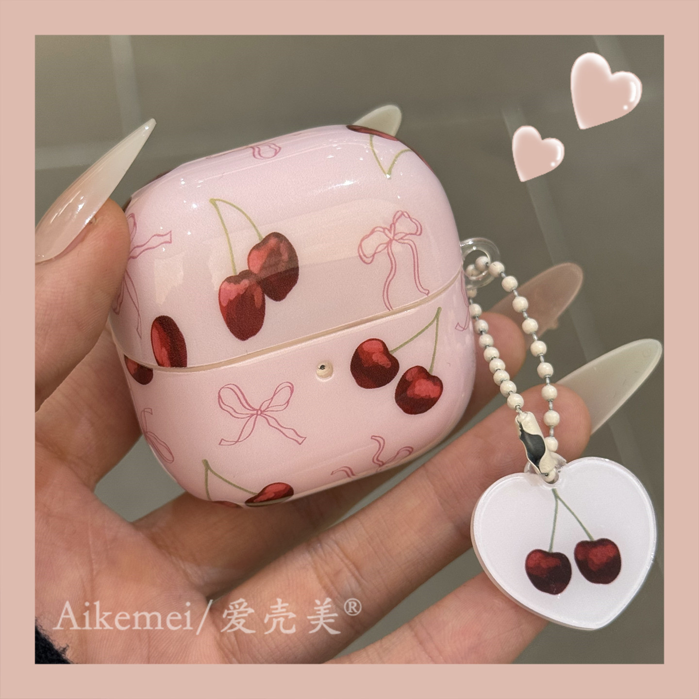 适用华为freeclip2耳机套freebuds7i韩系ins风樱桃6i蝴蝶结苹果airpods4带挂件三星buds2无线蓝牙pro4硅胶套