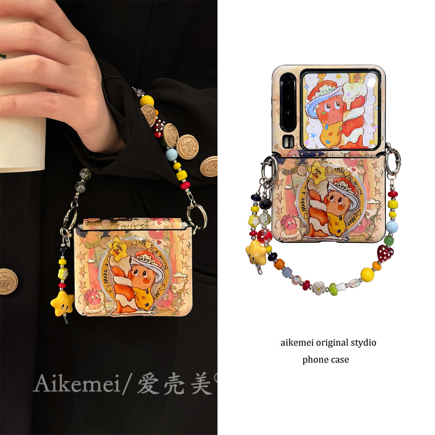 适用华为purax典藏版手机壳pocket2创意可爱卡通蜡烛旋转