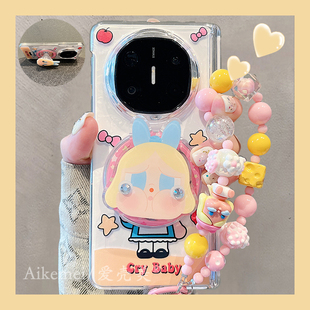 适用华为mateX7折叠屏手机壳可爱女孩磁吸支架Matex6X5x3典藏版链条挂绳vivoXFold5透明中轴荣耀magicv5男女