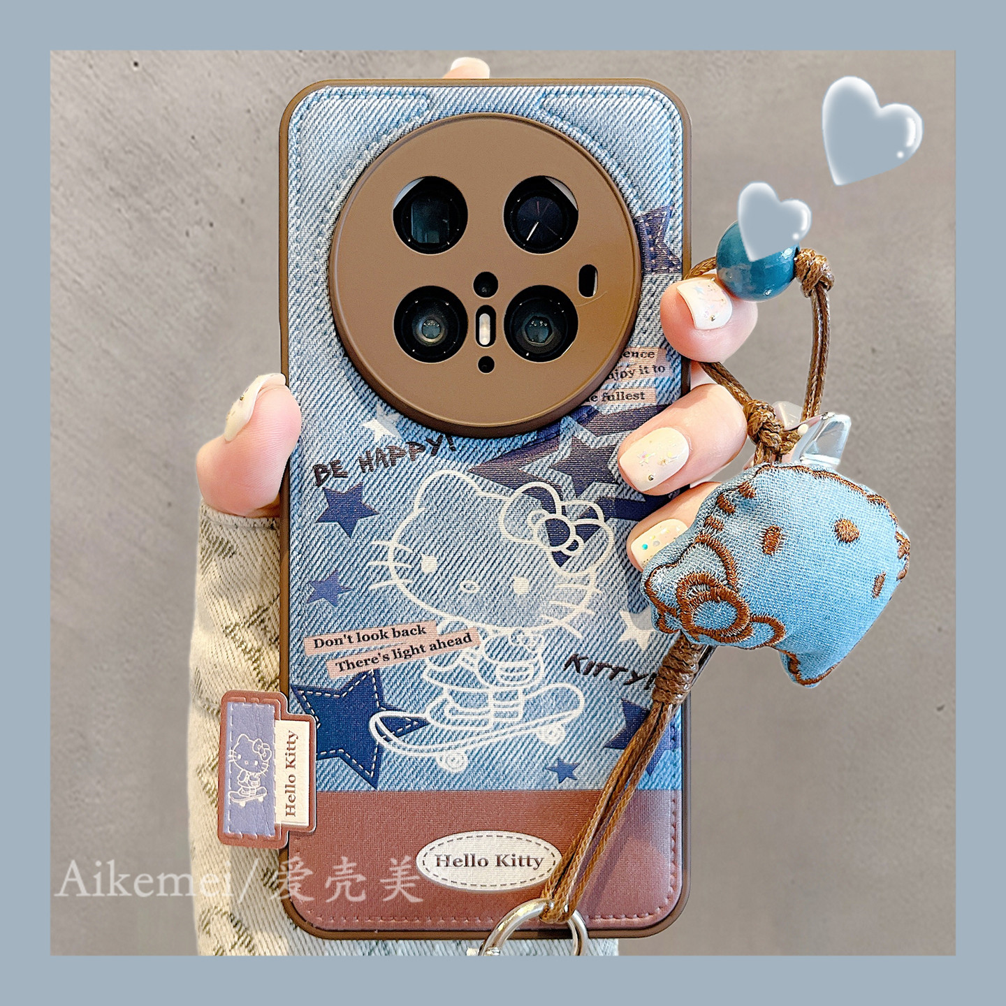 适用华为mate70pro+手机壳牛仔纹卡通星星滑板猫咪Mate