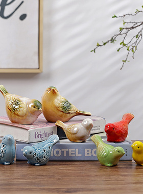 景德镇陶瓷小鸟摆件家居装饰品