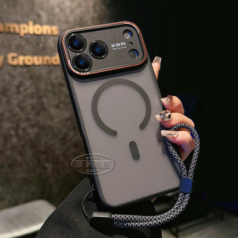 适用于苹果17promax手机壳带挂绳新款iPhone16pro保护套男士独特15有质感高端14外壳女磨砂磁吸防摔十七男生