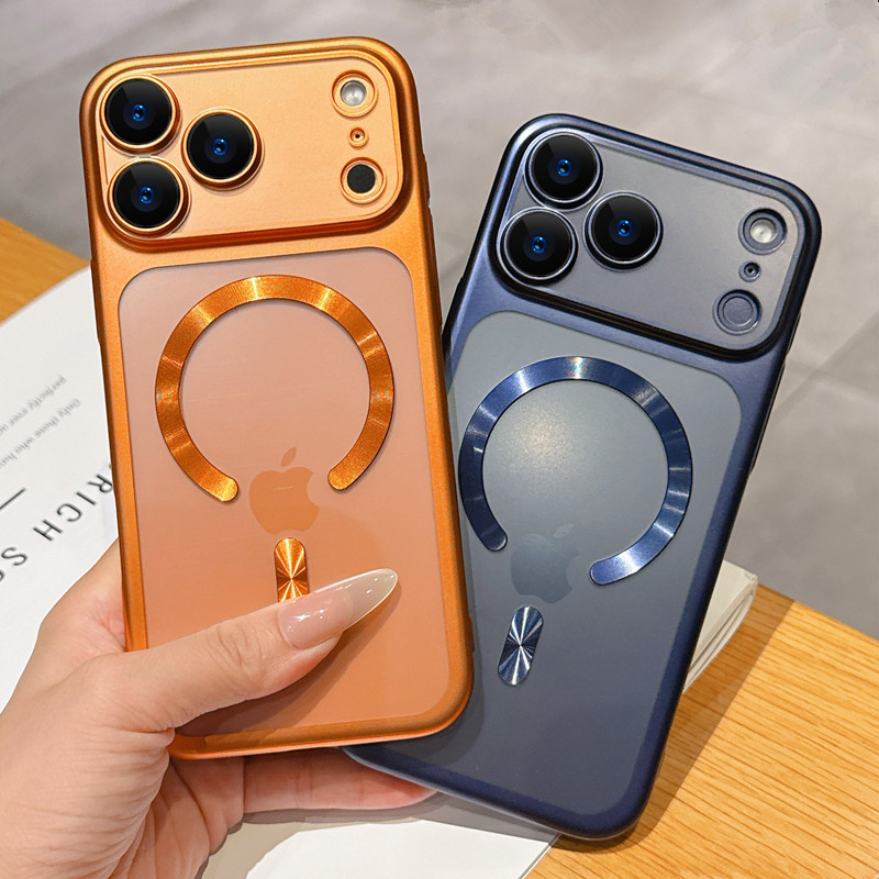 适用于苹果17手机壳镜头全包新款女17promax外壳磁吸透明磨砂iphone17pro保护壳精致橙色pm超薄男士包摄像头