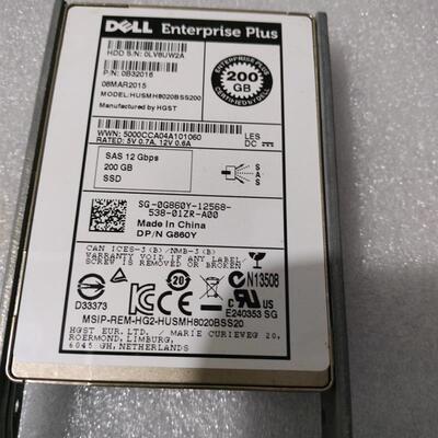 Dell/戴尔 200G SAS SSD 2.5 0G860Y 0W4033 康贝存储盘