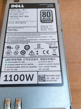原装 DELL R620 R720 R720XD服务器 1100W电源 YT39Y CC6WF