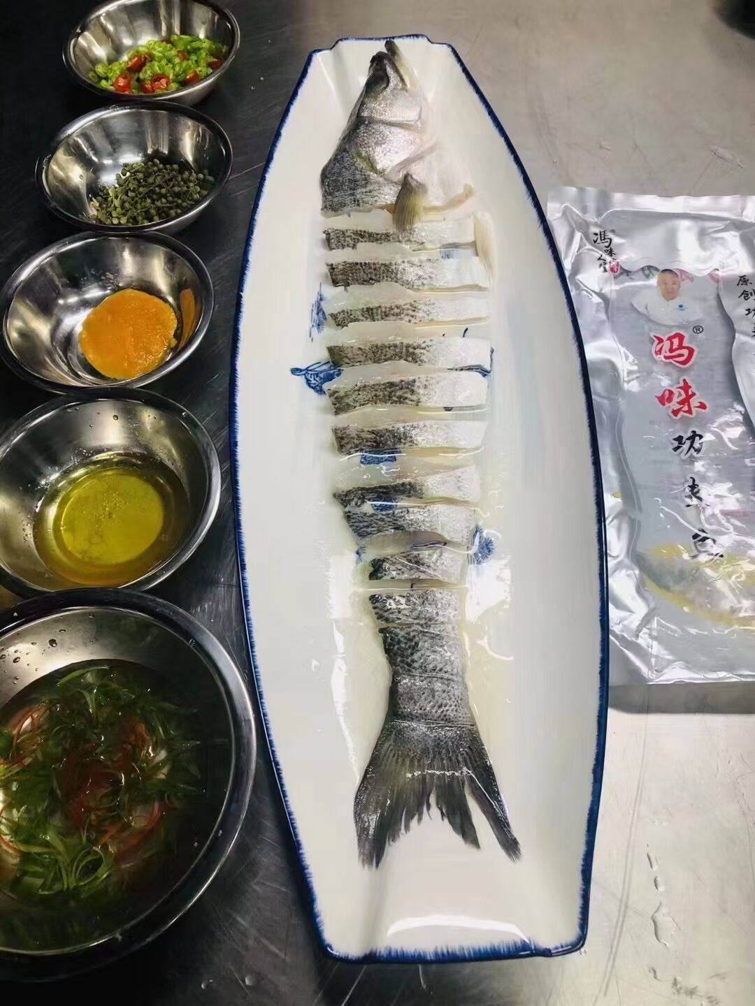 冯味功夫鱼半条700g腌制海鲈鱼速冻花刀鲈鱼清蒸装酒店半成品食材