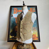 羊毛马甲550克重磅麦尔登呢修身 美式 复古西部风多口袋工装 背心