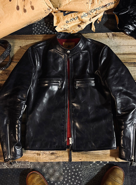经年不衰！经典复刻J100意大利油蜡牛皮复古立领机车皮衣夹克