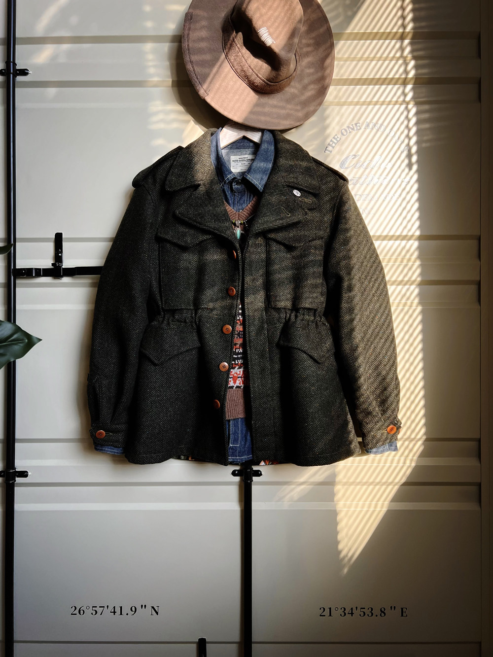 秋冬之交温暖系列经典复古工装粗花呢m43野战夹克男女通用短风衣