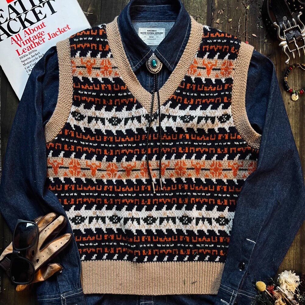 美式复古针织马甲费尔岛背心