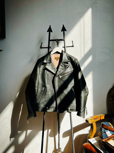 男士复古机车斜拉小牛皮皮衣