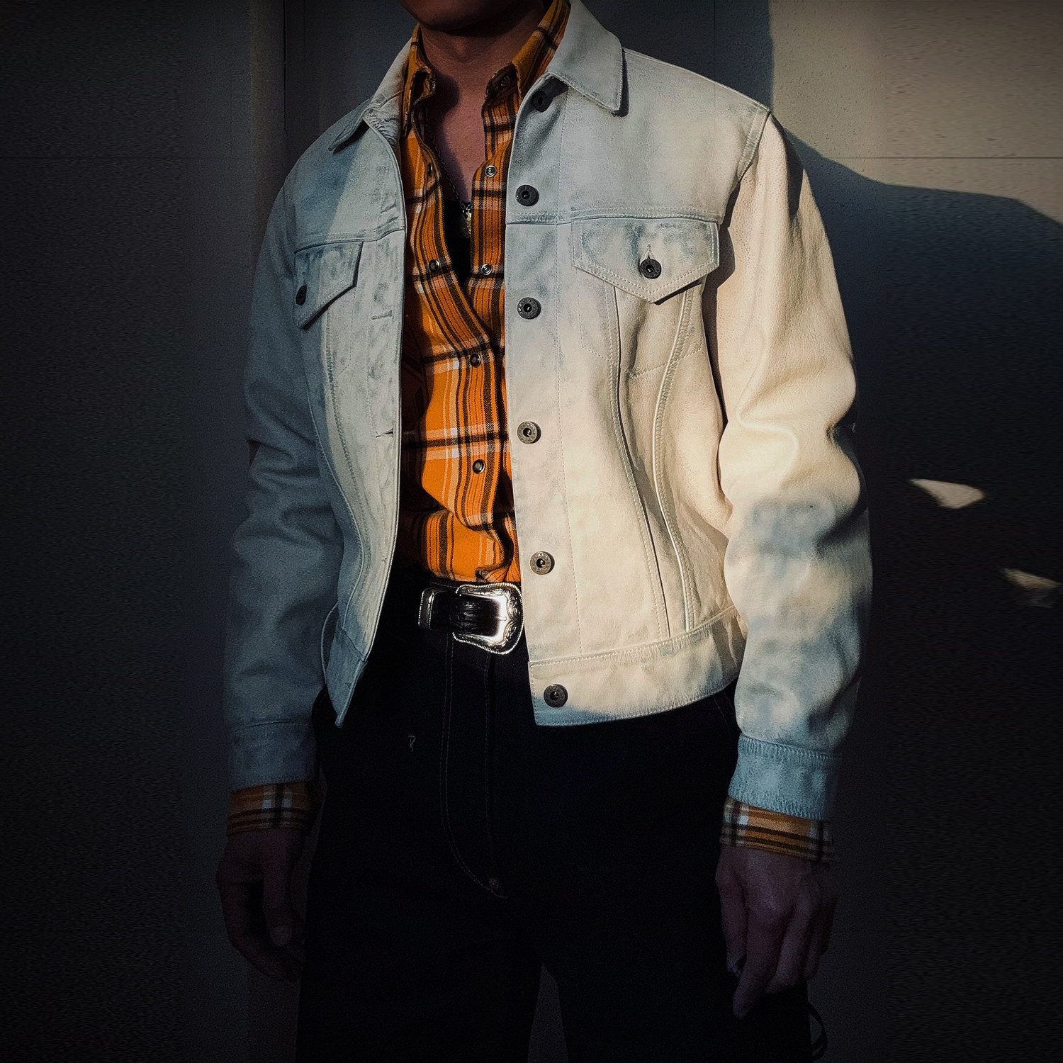 2026春装首发~无铬鞣全粒面小牛皮水洗做旧557牛仔夹克真皮皮衣