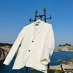 断码清仓——意式那不勒斯西装肌理提花休闲白西服—艺术家