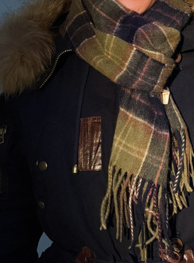 妈妈再也不担心我冻脖子了~英式复古羊毛经典绿格子围巾