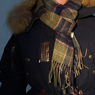 妈妈再也不担心我冻脖子了~英式复古羊毛经典绿格子围巾