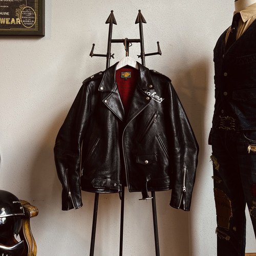 意产无涂小牛皮马龙白兰度机车党613翻领斜拉机车夹克