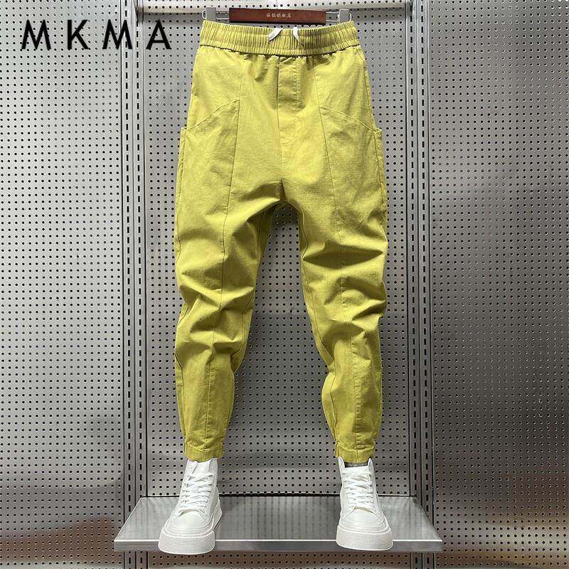 潮牌春夏薄款潮流休闲亚麻裤子男秋季宽松痞帅韩版百搭束脚哈伦裤