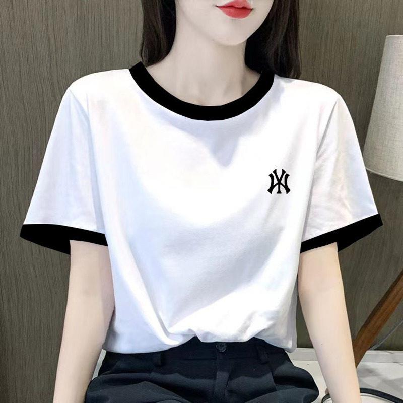 韩系纯棉短袖T恤女2025春夏季新款 百搭白色创意印花体恤
