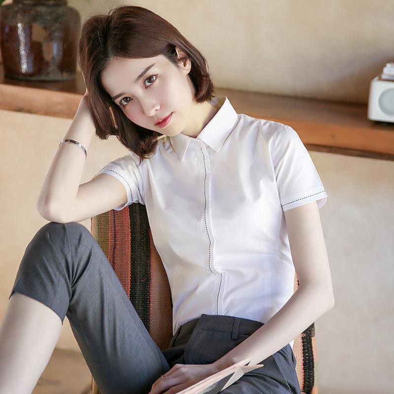 欧洲站白色衬衫女设计感小众2026年新款夏季薄款短袖工作服职业装
