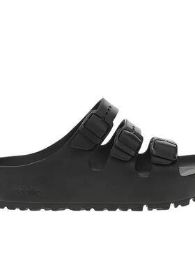 代购Birkenstock女士凉鞋轻便柔软透气防水黑色三带扣平跟