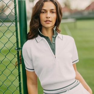 代购wilson威尔胜网球服女士新款假两件白绿配色短袖Polo衫透气速