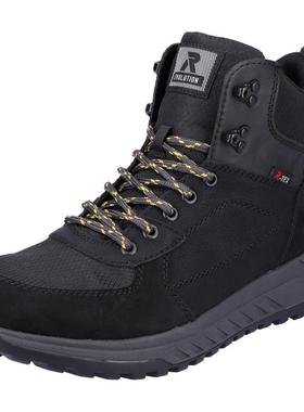 代购rieker男士登山鞋保暖防水轻便透气黑色高帮系带R-TEX徒步