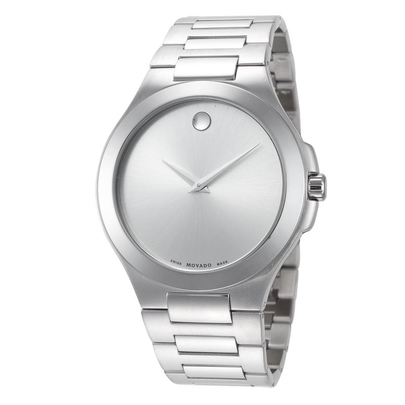 代购Movado摩凡陀男士腕表计时夜光日期防刮金属钢带银色防水