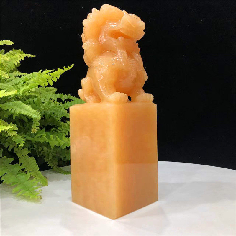 天然黄玉龙印摆件官印玉玺印章狮子麒麟家居公司办公室礼品送领导