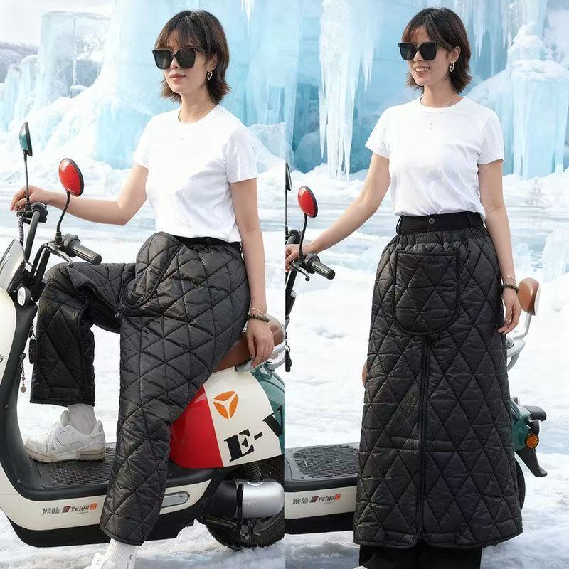 挡风电动车秋冬半身裙护腿加绒冬季加厚男女同款保暖护膝骑车裤