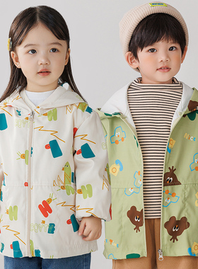 宝宝防水罩衣秋冬长袖拉链防脏羽绒服幼儿园吃饭反穿衣女童画画衣