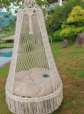 露营手工编制流苏吊椅波西米亚庭院秋千室内吊篮户外吊床批发厂家