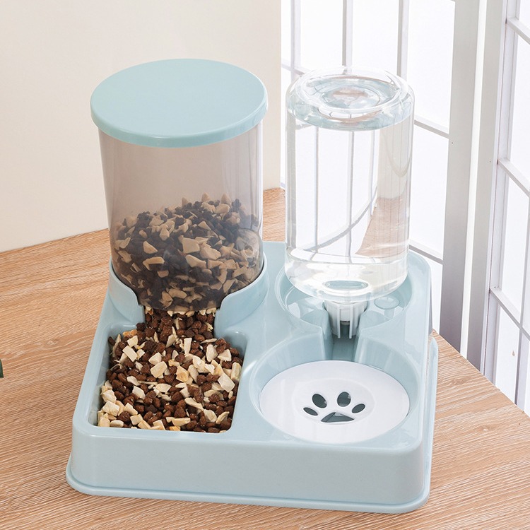 猫碗狗碗自动饮水器喂食器一体不湿嘴防打翻食盆猫粮碗猫咪宠物用