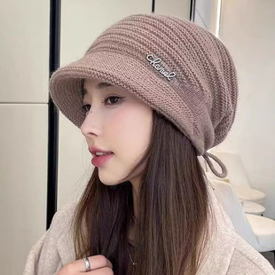 兔毛混纺2023新款帽子女冬妈妈款女款冬天毛线帽秋冬季针织堆堆帽