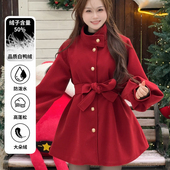 BULE蓝色星球冬季 羽绒内胆 保暖加厚圣诞红呢子大衣毛呢外套女